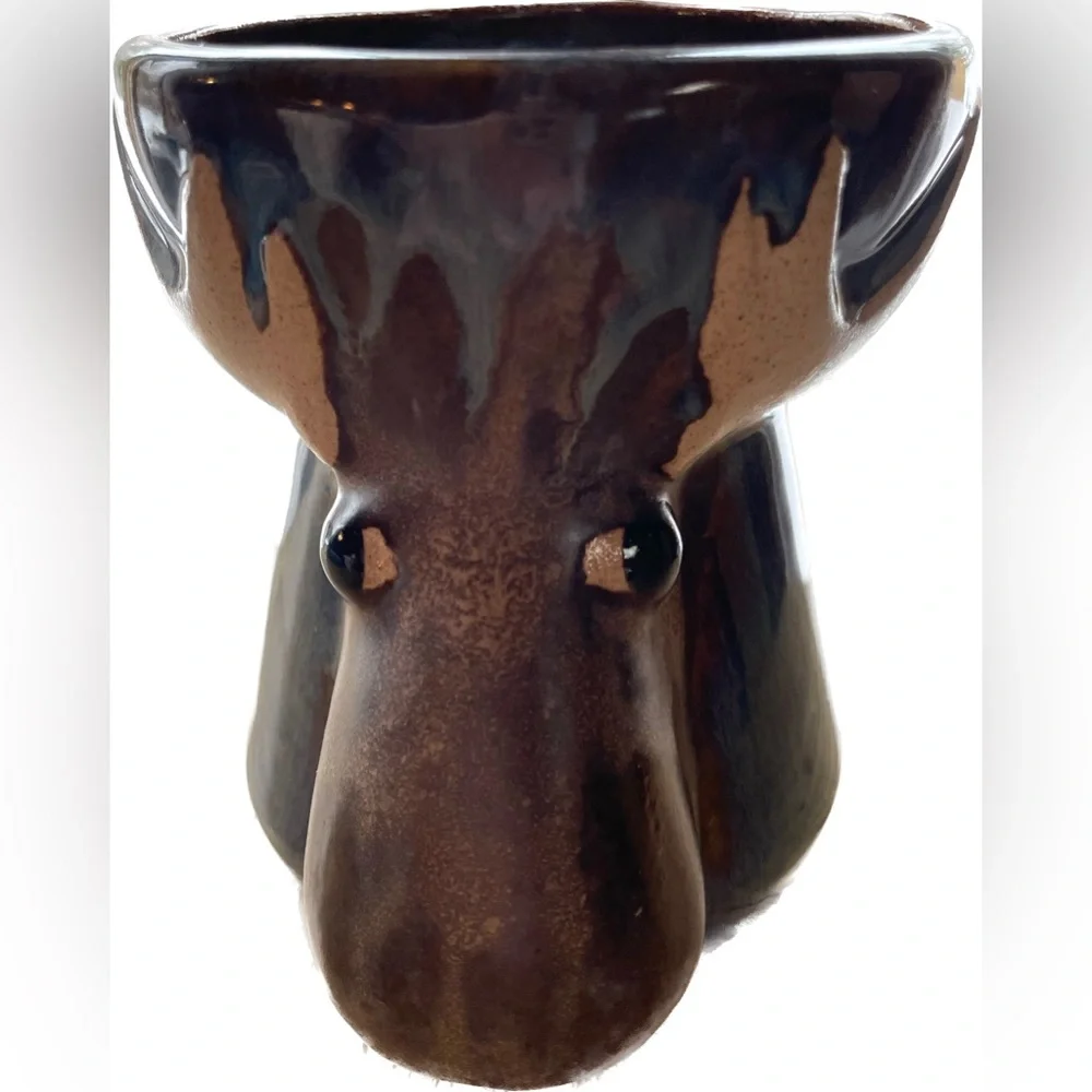Moose Stoneware Pottery Mug Hand Painted RAD Design Birchstone Studios Maine USA - Picture 2 of 9